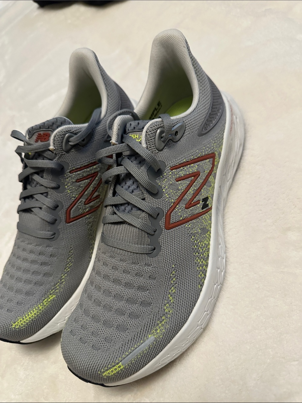 New Balance Gray and Red Men's/Women's Running Sneakers, (sample sneakers)